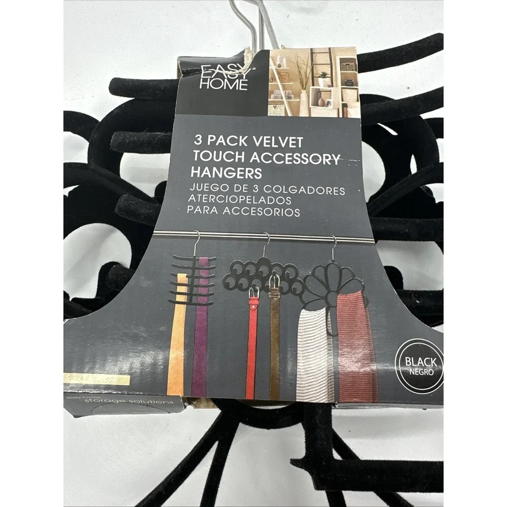 3 Pack Velvet Touch Accessory Hanger Black‎ Negro